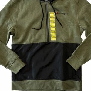 NWT Mens Champion Half Zip Hoodie Sz Large Cargo Olive Heather in Color